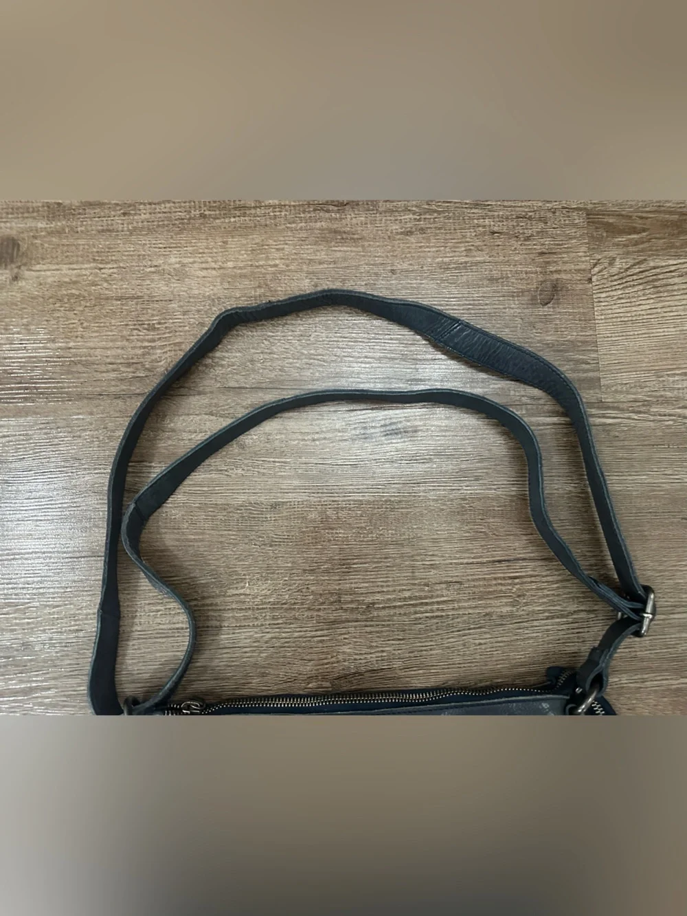 Woven Leather Shoulder Bag in Dark Slate